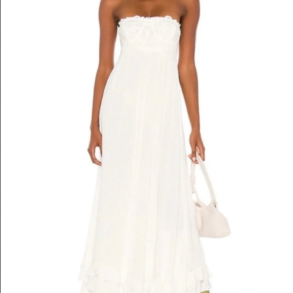 White dress Free People loose fit white strapless maxi dress pregnancy dress - Picture 12 of 16